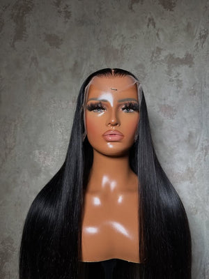 "LEYLA" GLUELESS Bone straight virgin hair - Transparant 200% Density